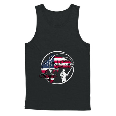 American Flag Fishing Vintage 4Th July Gifts-T-Shirt & Hoodie-Unisex Tank-Black