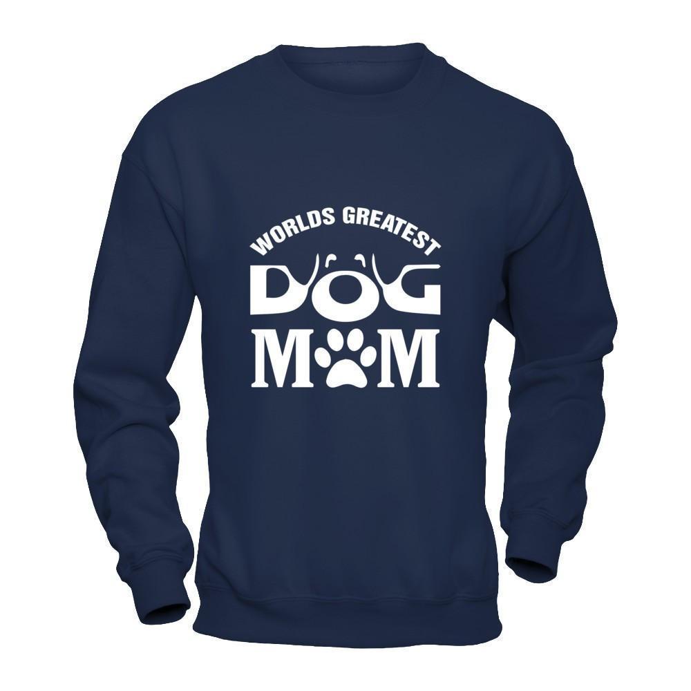 Worlds Greatest Dog Mom-T-Shirt & Hoodie-Crewneck Sweatshirt-Navy