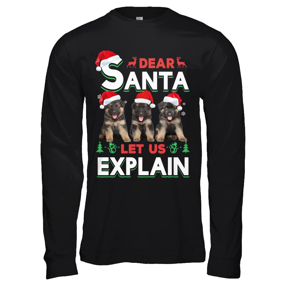 Dear Santa Funny German Shepherd Puppies Christmas Gift-T-Shirt & Hoodie-Long Sleeve T-Shirt-Black