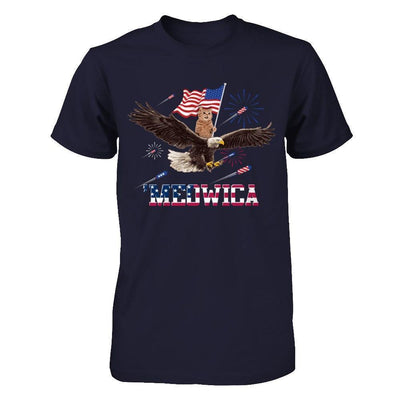 Meowica July 4Th Funny Cat On Eagle Independence Day-T-Shirt & Hoodie-Premium T-Shirt-Midnight Navy