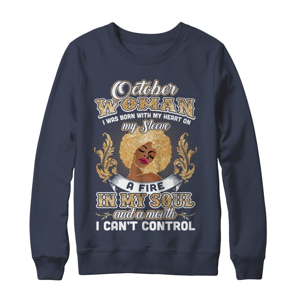 I'm An October Woman Funny Birthday-T-Shirt & Sweatshirt-Crewneck Sweatshirt-Navy