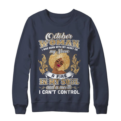 I'm An October Woman Funny Birthday-T-Shirt & Sweatshirt-Crewneck Sweatshirt-Navy