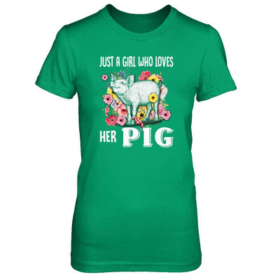 Just A Girl Who Loves Her Pig-T-Shirt & Tank Top-Women's T-Shirt-Irish Green