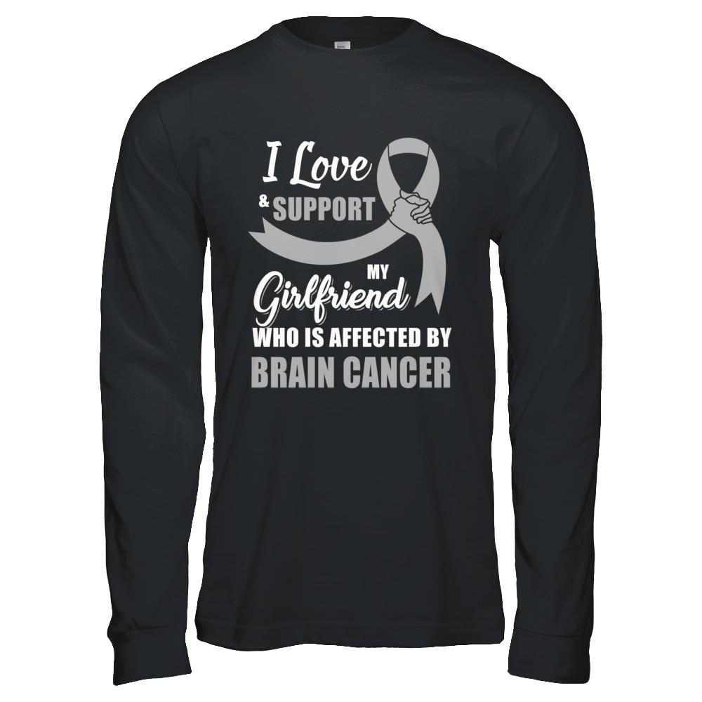 Brain Cancer Awareness Support Grey Girlfriend Boyfriend-T-Shirt & Hoodie-Long Sleeve T-Shirt-Black