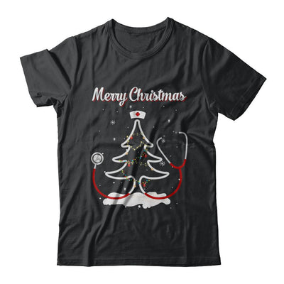Merry Christmas Stethoscope Nurse Christmas Tree Xmas-T-Shirt & Sweatshirt-Classic T-Shirt-Black