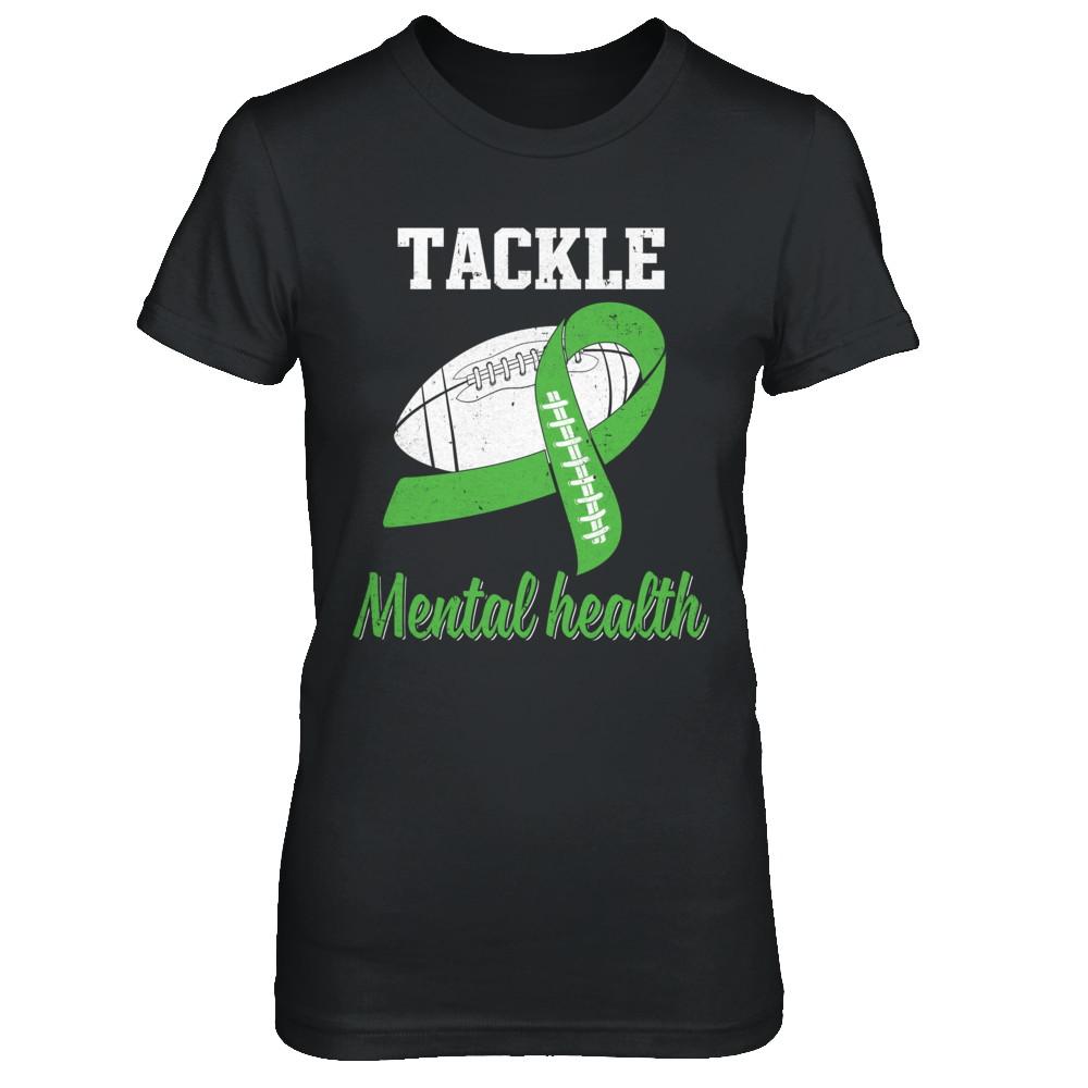 Football Survivor Tackle Green Mental Health Awareness-T-Shirt & Hoodie-Women's T-Shirt-Black