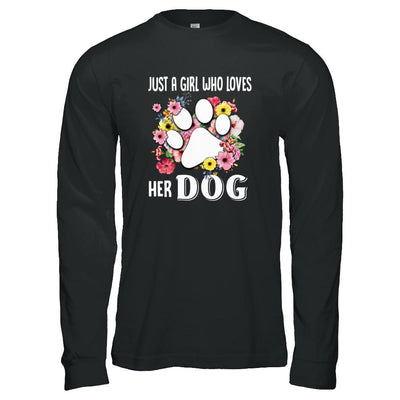 Just A Girl Who Loves Her Dog-T-Shirt & Tank Top-Long Sleeve T-Shirt-Black
