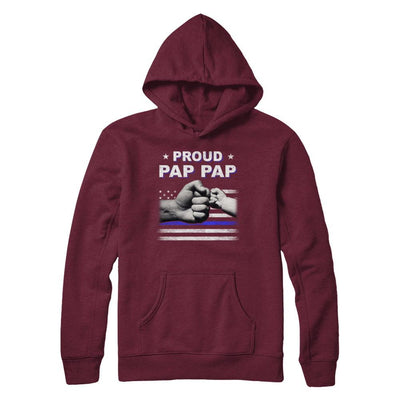 Proud Pap Pap Police Thin Blue Line Flag Fathers Day-T-Shirt & Hoodie-Pullover Hoodie-Maroon