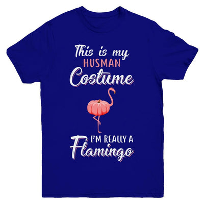 This Is My Human Costume I'm Really A Flamingo Halloween Youth-Youth Shirt-Youth T-Shirt-Navy