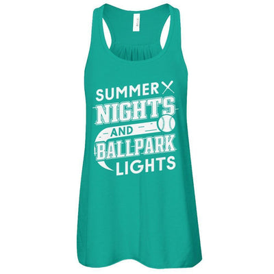Summer Nights Ballpark Lights Baseballs-T-Shirt & Hoodie-Women's Flowy Racerback Tank-Kelly