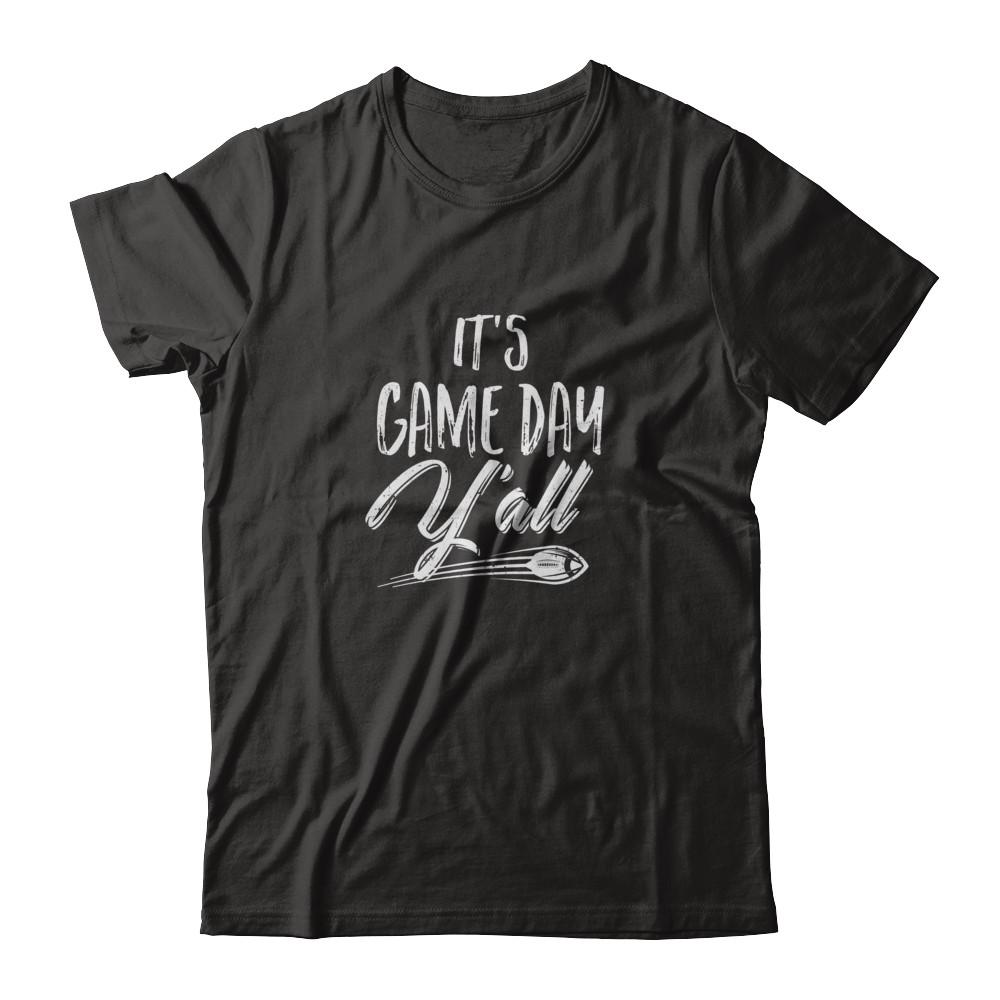 Funny It's Game Day Y'all Fan Football-T-Shirt & Tank Top-Classic T-Shirt-Black