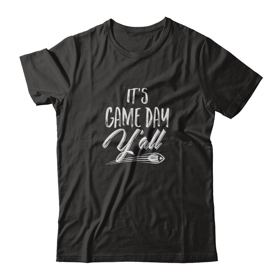 Funny It's Game Day Y'all Fan Football-T-Shirt & Tank Top-Classic T-Shirt-Black