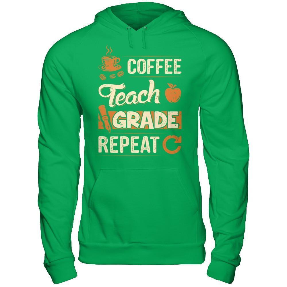 Coffee Teach Grade Repeat-T-Shirt & Hoodie-Pullover Hoodie-Irish Green
