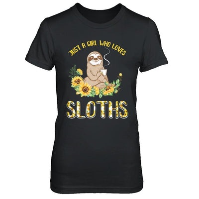 Just A Girl Who Loves Sloths And Sunflowers-T-Shirt & Hoodie-Women's T-Shirt-Black