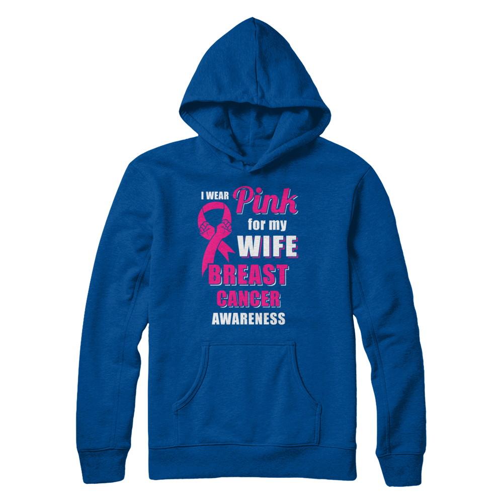 I Wear Pink For My Wife Breast Cancer Husband-T-Shirt & Hoodie-Pullover Hoodie-Deep Royal