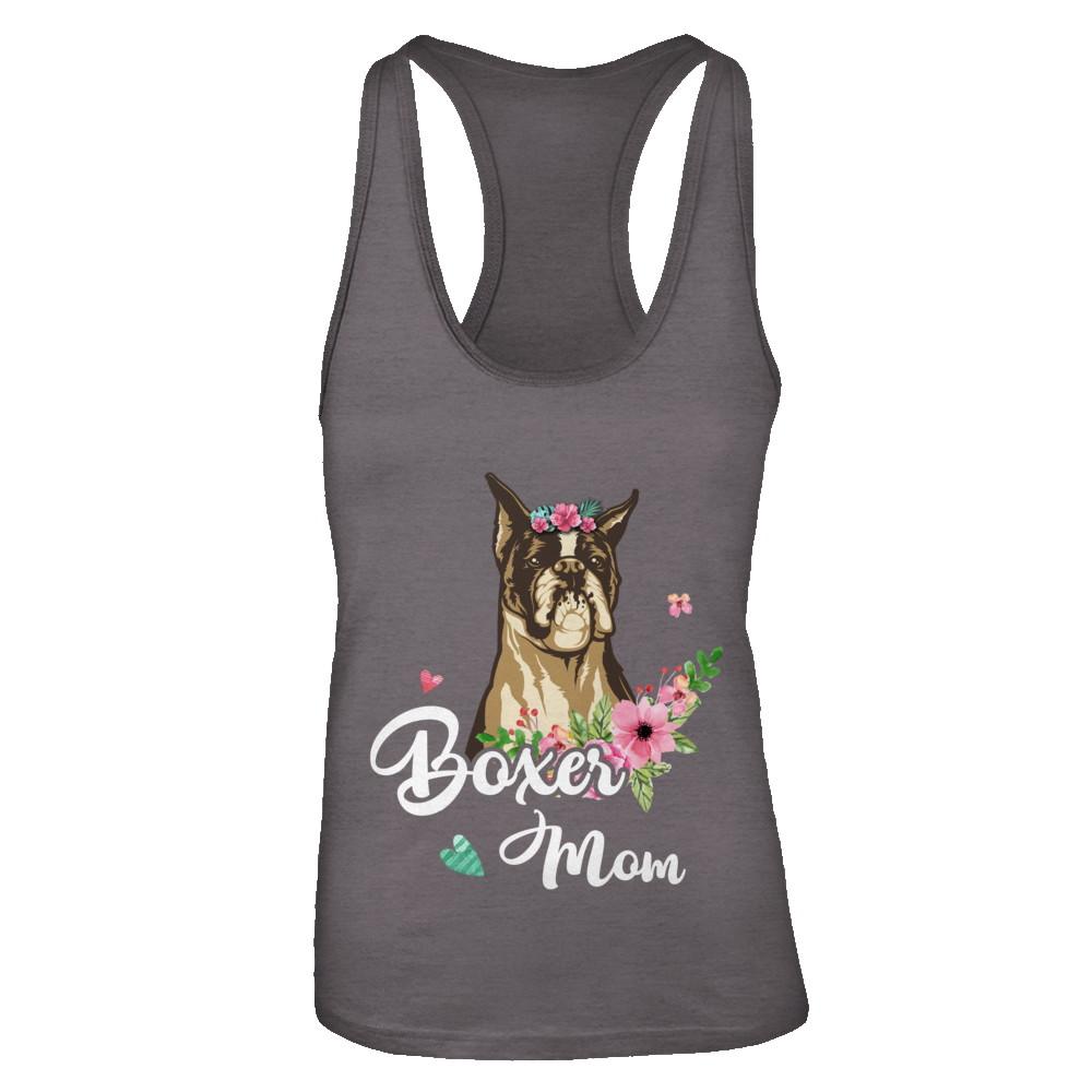 Boxer Mom Funny Dog Mom Gift Idea-T-Shirt & Tank Top-Women's Ideal Racerback Tank-Dark Grey