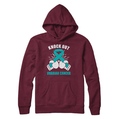 Boxing knock out Ovarian Cancer Awareness Support-T-Shirt & Hoodie-Pullover Hoodie-Maroon
