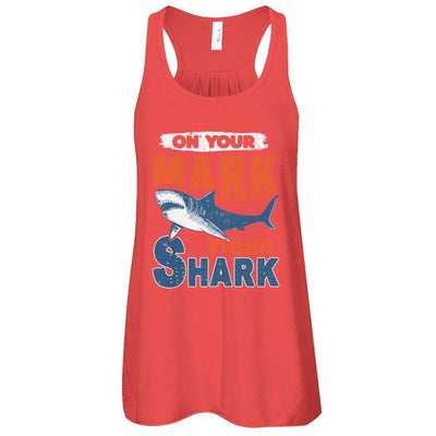 On Your Mark Tiger Shark Distressed-T-Shirt & Tank Top-Women's Flowy Racerback Tank-Red