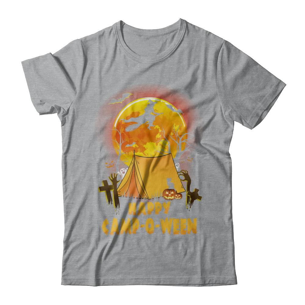 Happy Camp-O-Ween Funny Halloween Camping-T-Shirt & Hoodie-Classic T-Shirt-Sport Grey