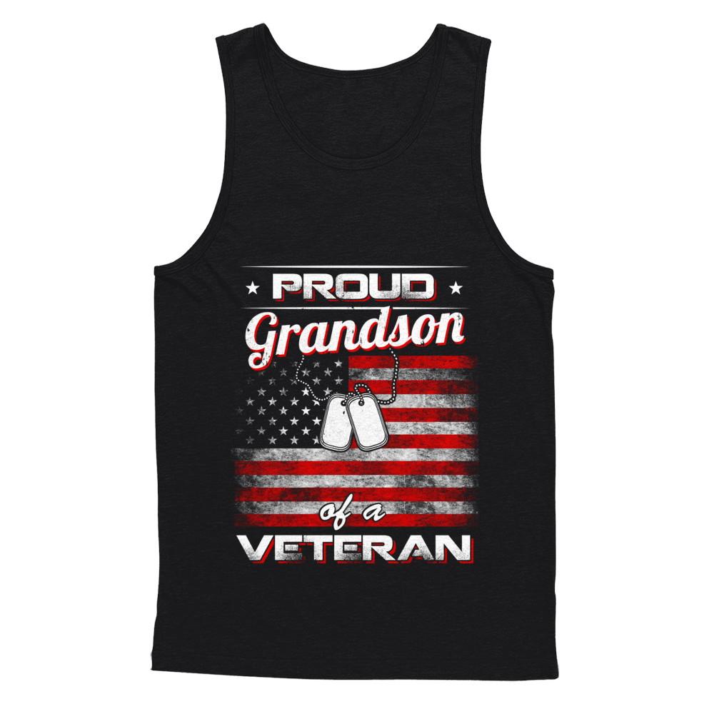 Proud Grandson Of A Veteran-T-Shirt & Hoodie-Unisex Tank-Black
