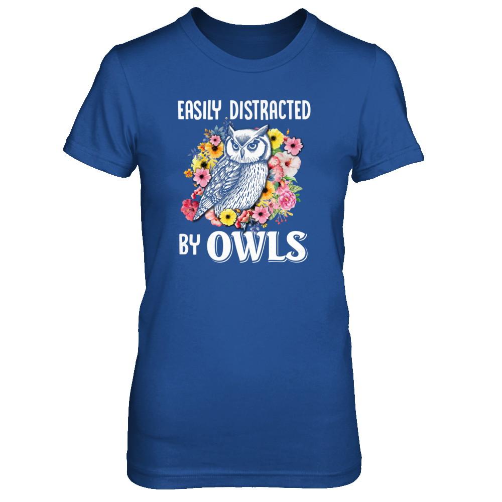 Easily Distracted By Owls-T-Shirt & Tank Top-Women's T-Shirt-Royal