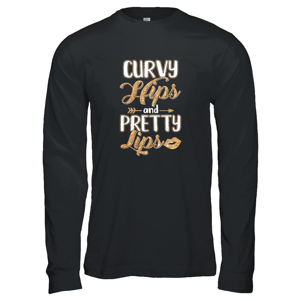 Black Woman Curvy Hips And Pretty Lips-T-Shirt & Tank Top-Long Sleeve T-Shirt-Black