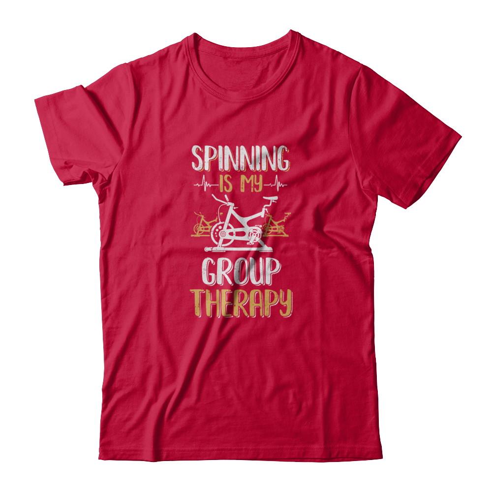 Fitness Gym Mom Spinning Is My Group Therapy-T-Shirt & Tank Top-Classic T-Shirt-Red