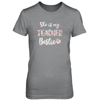 She Is My Teacher Bestie Funny Students-T-Shirt & Tank Top-Women's T-Shirt-Sport Grey