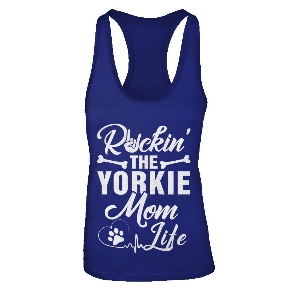 Rockin The Yorkie Mom Life-T-Shirt & Tank Top-Women's Ideal Racerback Tank-Royal