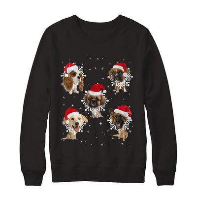Cute Dog's Christmas Snowflakes Cat Claus-T-Shirt & Sweatshirt-Crewneck Sweatshirt-Black