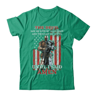Knight American The Devil Saw Me With My Head Down Veteran-T-Shirt & Hoodie-Classic T-Shirt-Kelly Green