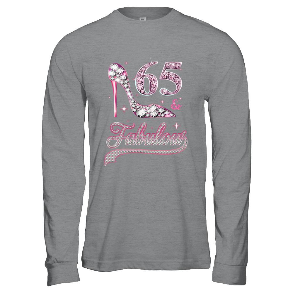 65 And Fabulous 65 Years Old 1956 65th Birthday Gift-T-Shirt & Hoodie-Long Sleeve T-Shirt-Sport Grey