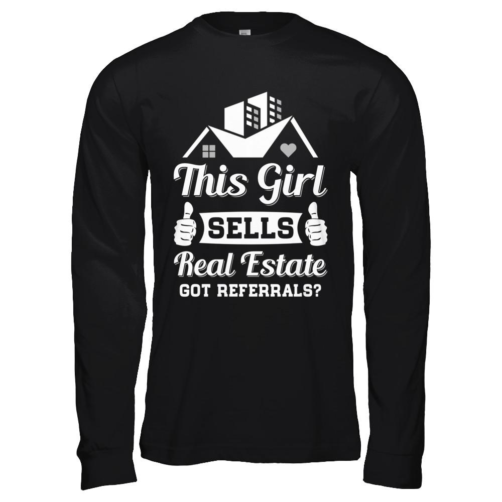 This Girl Sells Real Estate-T-Shirt & Hoodie-Long Sleeve T-Shirt-Black