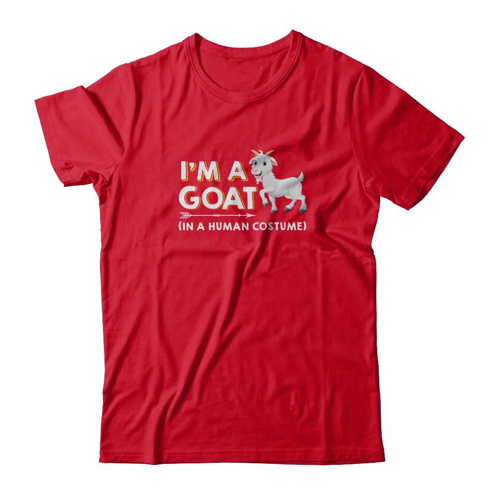 Halloween I'm A Goat In A Human Costume Funny Goat-T-Shirt & Tank Top-Premium T-Shirt-Red