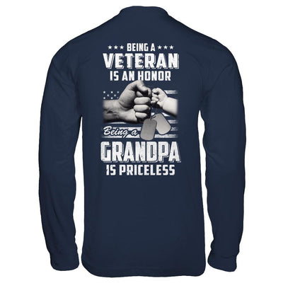 Being A Veteran Is An Honor Being A Grandpa Is Priceless-T-Shirt & Hoodie-Long Sleeve T-Shirt-Navy