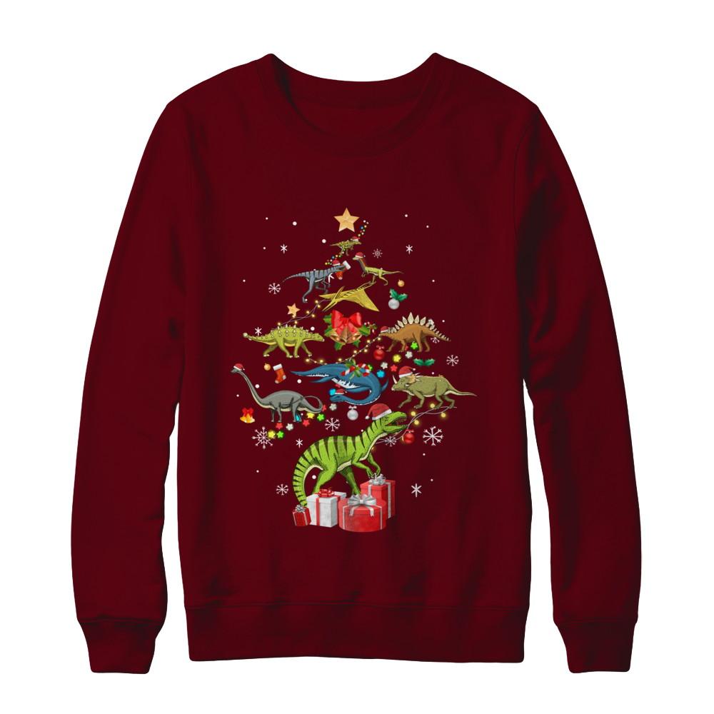 Tree Rex Funny Dinosaur Christmas Tree Kids Gift-T-Shirt & Sweatshirt-Crewneck Sweatshirt-Maroon