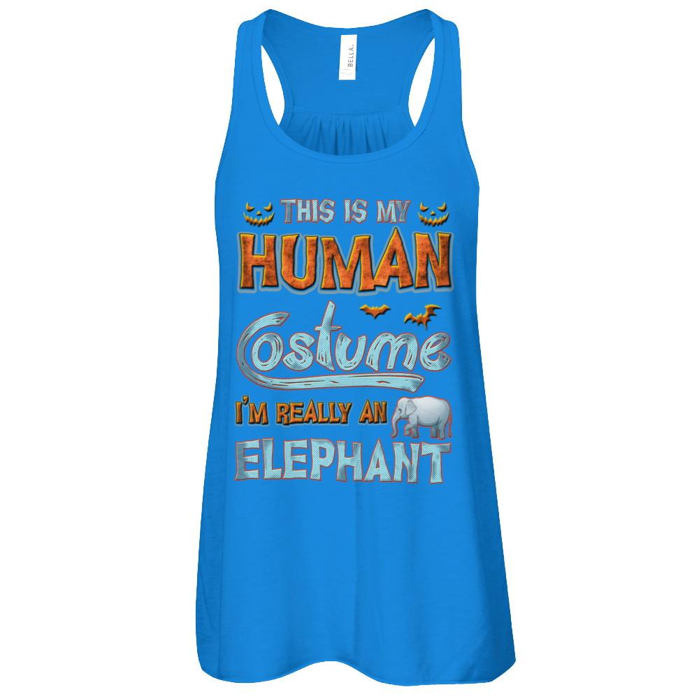 Elephant Halloween My Human Costume I'm Really An Elephant-T-Shirt & Tank Top-Women's Flowy Racerback Tank-True Royal