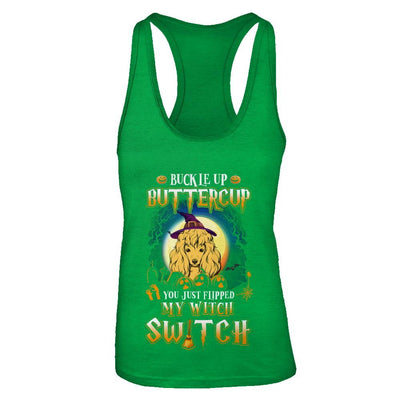 Buckle Up Buttercup Halloween Witch Poodle Costume-T-Shirt & Tank Top-Women's Ideal Racerback Tank-Kelly Green
