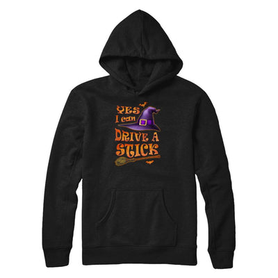 Yes I Can Drive A Stick Funny Halloween Witch Broom-T-Shirt & Tank Top-Pullover Hoodie-Black