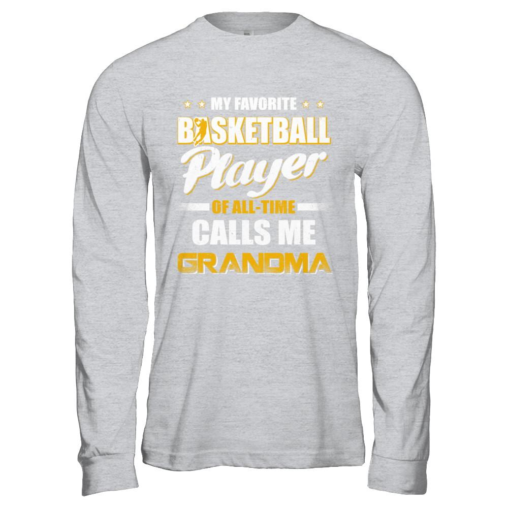 My Favorite Basketball Player Calls Me Grandma Basketball-T-Shirt & Hoodie-Long Sleeve T-Shirt-Sport Grey