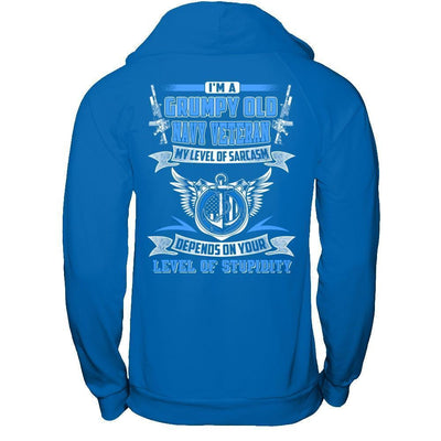 I'm A Grumpy Old Navy Veteran My Level Of Sarcasm-T-Shirt & Hoodie-Pullover Hoodie-Royal