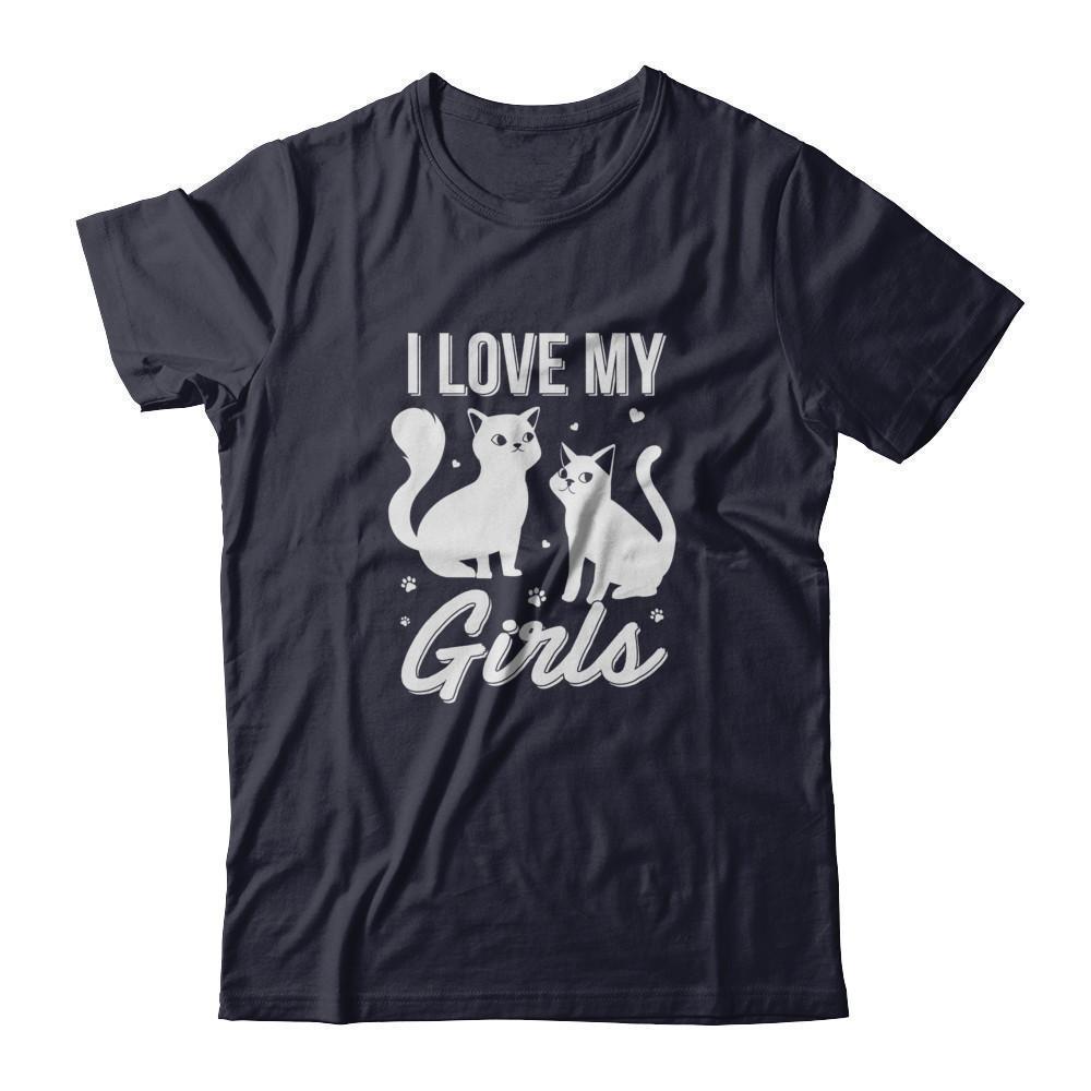 I Love My Girls Funny Cats Lover-T-Shirt & Tank Top-Premium T-Shirt-Midnight Navy