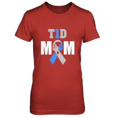 Diabetes awareness T1D Proud Type 1 Diabetes Mom-T-Shirt & Hoodie-Women's T-Shirt-Red