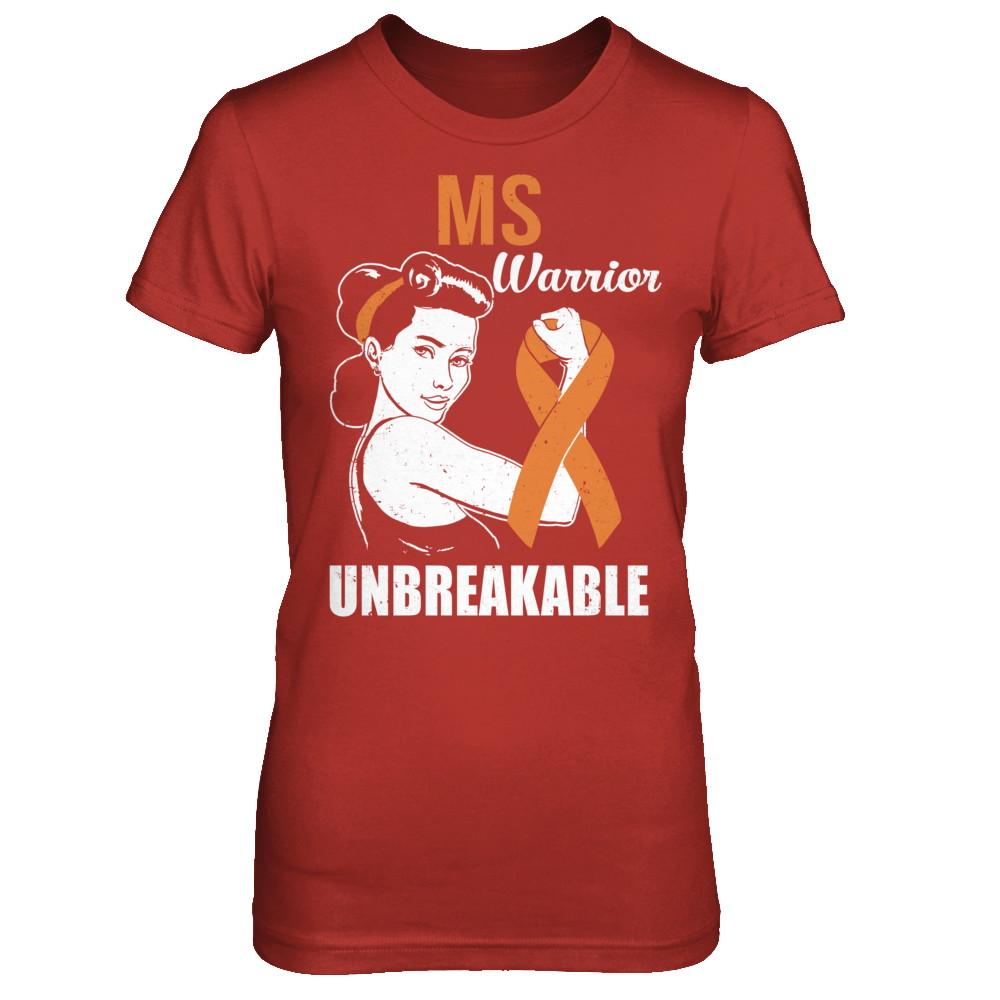 MS Warrior Unbreakable Multiple Sclerosis Awareness-T-Shirt & Hoodie-Women's T-Shirt-Red
