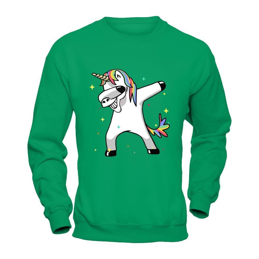 Funny Unicorn Dabbing-T-Shirt & Hoodie-Crewneck Sweatshirt-Irish Green