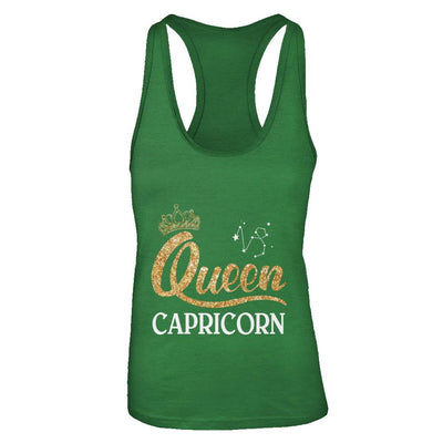 Queen Capricorn Zodiac December January Birthday Gift-T-Shirt & Tank Top-Women's Ideal Racerback Tank-Kelly Green