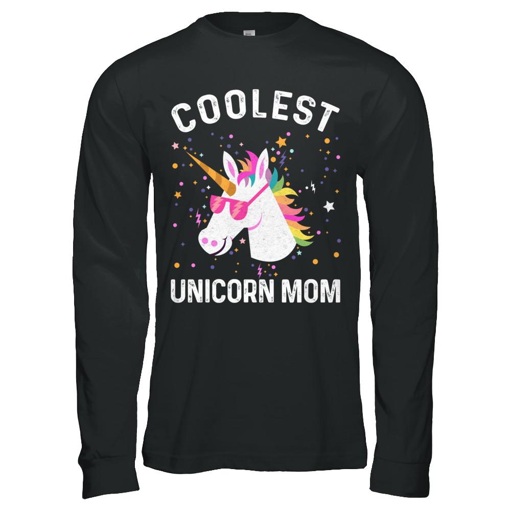 Coolest Unicorn Mom Cute Funny Unicorn Mothers Day-T-Shirt & Hoodie-Long Sleeve T-Shirt-Black