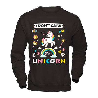 I Dont Care I'am A Unicorn-T-Shirt & Hoodie-Crewneck Sweatshirt-Black