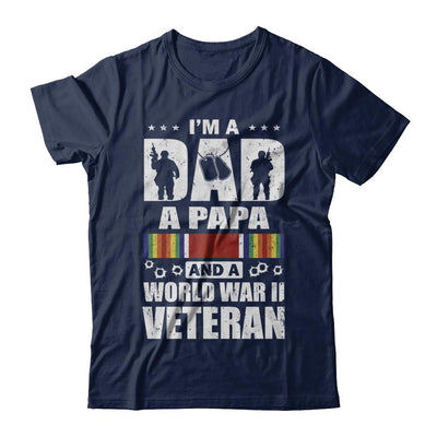 A Dad A Papa And A World War II Veteran Fathers Day-T-Shirt & Hoodie-Classic T-Shirt-Navy