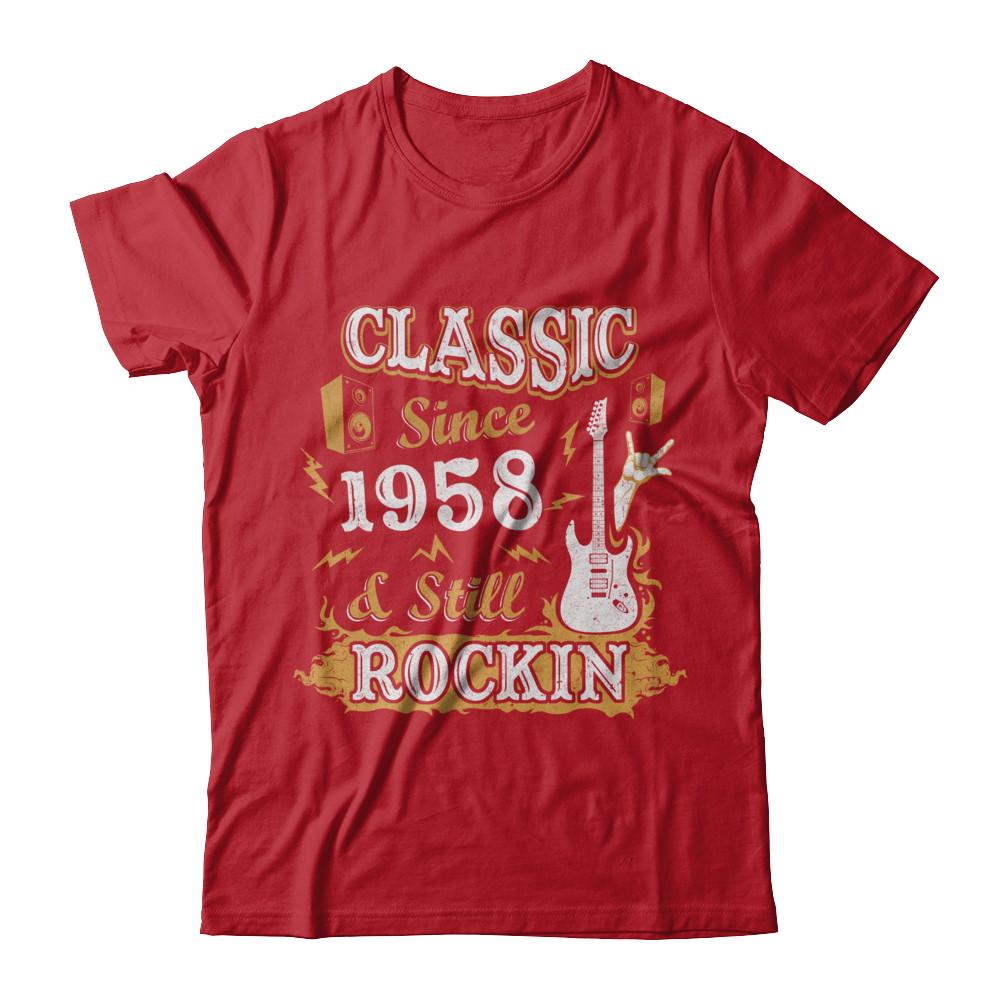 Vintage Classic Since 1958 With Rockin 63th Birthday-T-Shirt & Hoodie-Classic T-Shirt-Red
